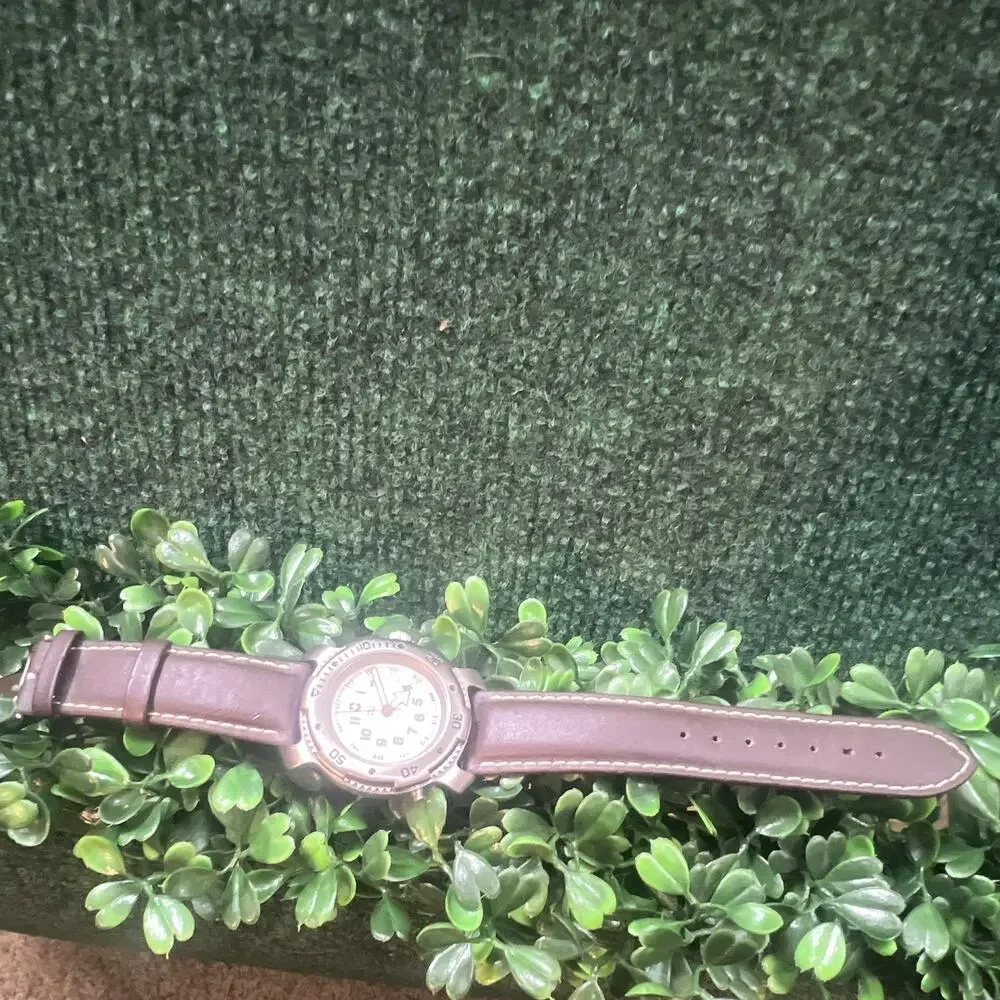 Swiss Army Quartz Analog Watch Date 100m Beige Dial Brown Leather Strap